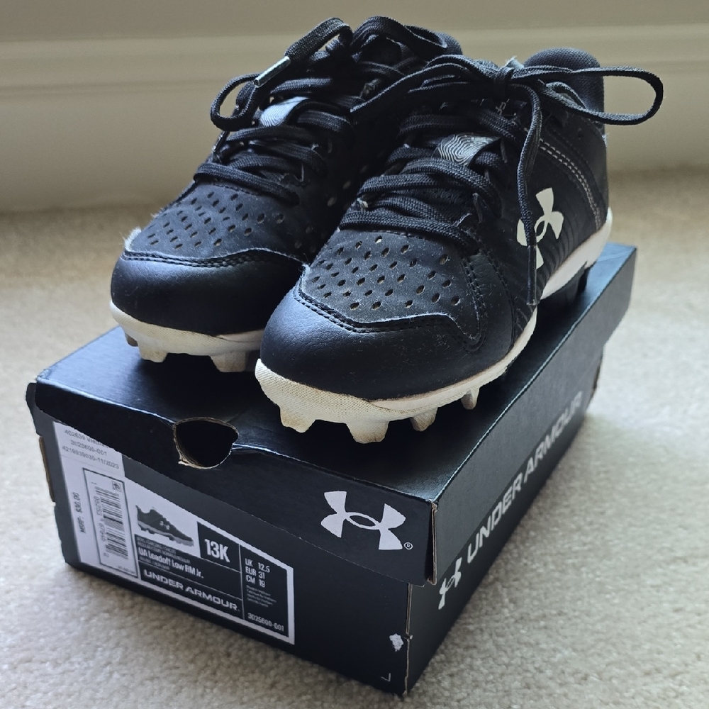 Under Armour Kids Black and White Baseball Cleats